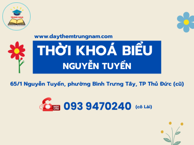CẬP NHẬT THỜI KHÓA BIỂU TẠI TRỤ SỞ NGUYỄN TUYỂN