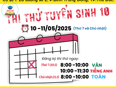 THÔNG BÁO LỊCH THI THỬ TUYỂN SINH VÀO LỚP 10 – LẦN 1.2025